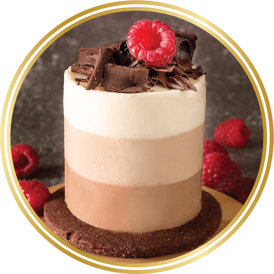 Trio Of Chocolate N Coffee Mousse Cake